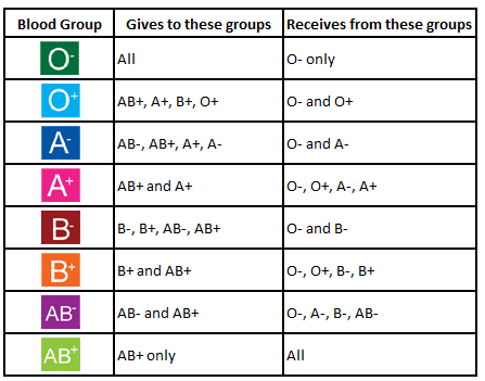 Universal Blood Type Chart