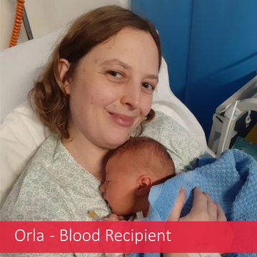 Orla blood transfusion recipient with baby