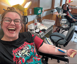 IBTS staff giving blood